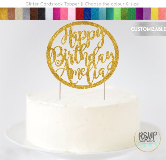 Circle Custom Happy Birthday Cake Topper Personalized Happy Birthday Name Cake Topper Geometric Cake Sign Custom Birthday Decorations By Rsvp Parties And Events Catch My Party