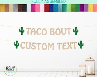 Pancarta de tacos personalizada, decoraciones para fiestas, pancarta de tacos, decoración personalizada para fiestas de cumpleaños con tacos, decoración para fiestas mexicanas, pancarta de fiesta