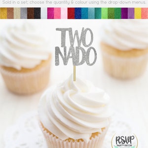 TWOnado Cupcake Toppers, Tornado 2nd Birthday Party Decor, Weather 2nd Birthday Party Decor, Two-nado Cupcake Toppers, Two Decorations