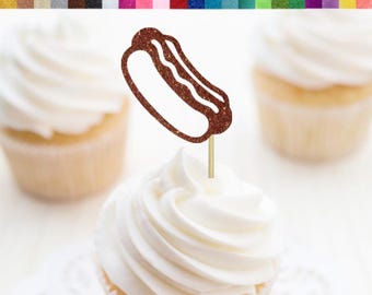 Hot Dog Cupcake Toppers, BBQ Party Decor, Weenies Martinis Birthday Party Decor, Wiener Party Decorations, Barbecue Birthday Party Decor