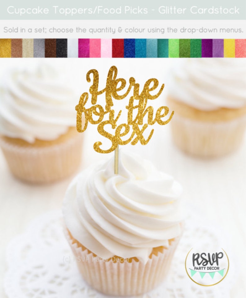 Here For The Sex Cupcake Toppers Gender Reveal Cupcake Etsy 