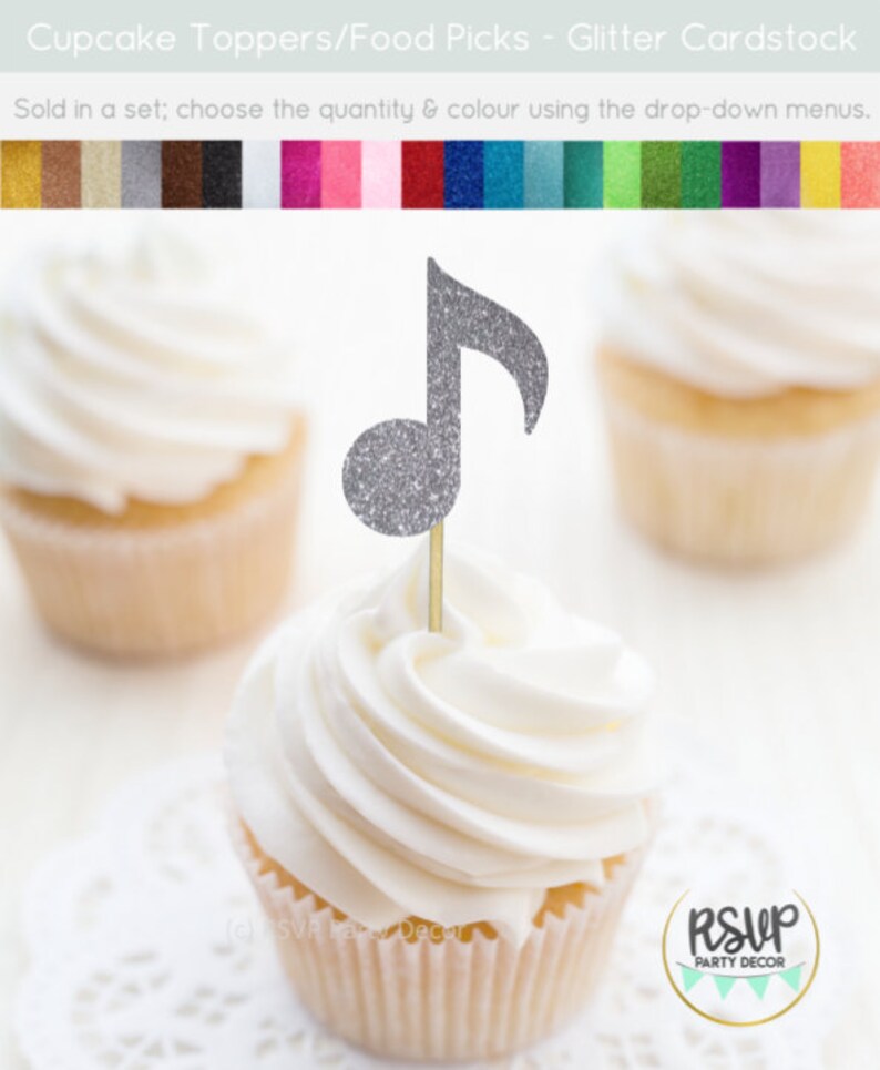 Music Note Cupcake Toppers Music Party Decorations Rock Star Etsy