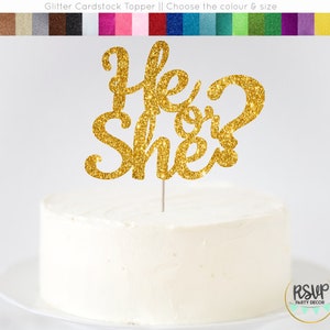 He or She Cake Topper, Gender Reveal Cake Topper, Boy or Girl Cake Topper, Baby Shower Topper, Gender Reveal Party Decor, He or She Sign