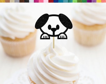 Puppy Face Cupcake Toppers, Dog Cupcake Toppers, Dog Food Picks, Dog Birthday Decoration, Let's Pawty Party Decor, Barkday Toppers