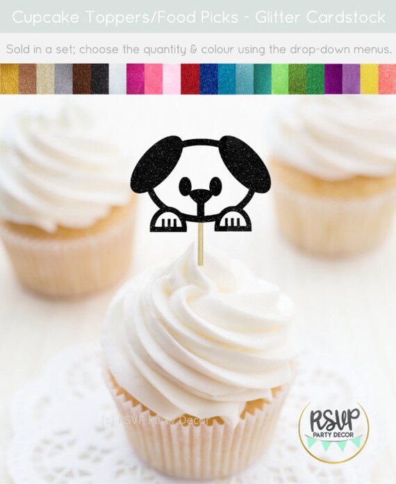 Puppy Face Cupcake Toppers, Dog Cupcake Toppers, Dog Food Picks, Dog
