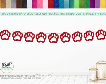 Paw Print Garland, Puppy Banner, Dog Banner, Kitty Party Decor, Cat Cupcake Toppers, Dog Party Decoration, Pet Party Decor, Paw Print Banner