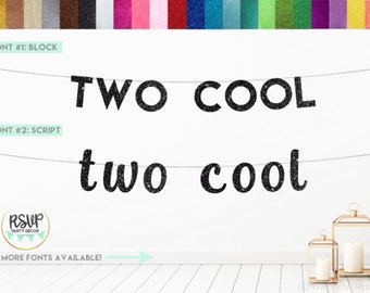 Twee Cool Banner, Glitter Twee Cool Sign, Tweede Verjaardag Banner, 2e verjaardag Partij Decoraties, Twee Cool Party Decor