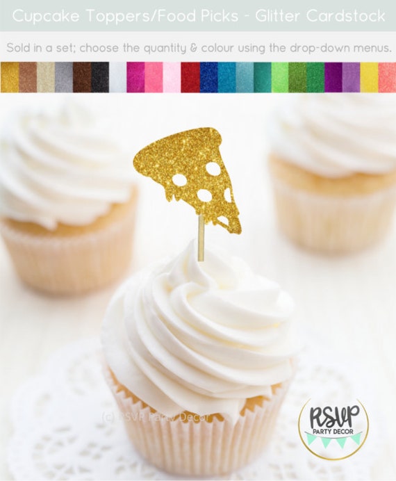 Pizza Cupcake Toppers, Pizza Birthday Decor, Italian Cupcake Toppers