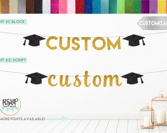 Custom Graduation Banner, Happy Graduation Banner, Personalized Graduation Banner, Class of 2026 Sign, Glitter Congrats Grad Sign