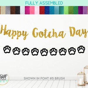 Happy Gotcha Day Banner, Paw Garland, Puppy Birthday Party Decor, Dog Adoption Party Decorations, Adopted Cat Party, Gotcha Day Party Decor
