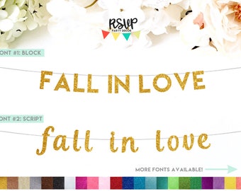 Fall in Love Banner, Fall in Love Sign, Fall Engagement Party Decor, Fall Theme Wedding Decorations, Fall Wedding Banner, Let's Fall in Love