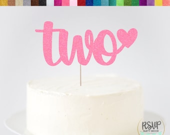 Decoraciones de fiesta de segundo cumpleaños para niña, dos adornos de pastel, adorno de pastel para segundo cumpleaños, adorno de pastel de segundo cumpleaños, decoración de segundo cumpleaños