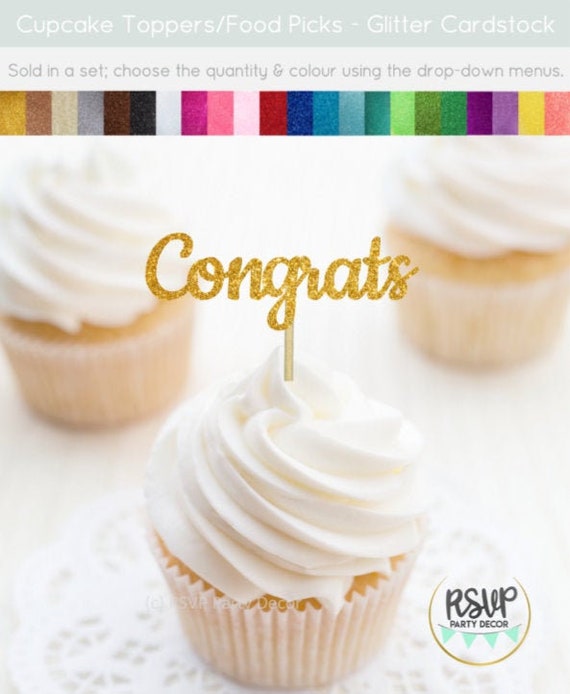 Congrats Cupcake Toppers, Congratulations Food Picks, Graduation Party Decorations, Retirement Cupcake Toppers, Promotion Party, Congrats Il_570xn