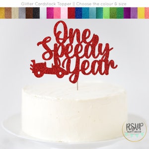 One Speedy Year Cake Topper, Racecar 1st Birthday Cake Topper, Fast One First Birthday Party Decorations, Race Car 1st Birthday Cake Topper