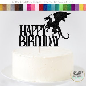 Dragon Cake Topper für Geburtstagsparty, Dragon Happy Birthday Cake Topper, Dragon Party Decor für Geburtstag, Fantasy Birthday Party Decor