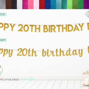 Custom Happy 20th Birthday Banner, 20. Geburtstag Party Dekoration, 20 Party Dekor, Zwanziger Geburtstagsschild, Zwanziger Geburtstag Party Zubehör