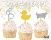 18 PCS Rubber Duck Themed Cupcake Toppers, Rubber Duck Baby Shower Decorations, Rubber Duck Gender Reveal Party Decor, Bath Baby Shower Il_170x135