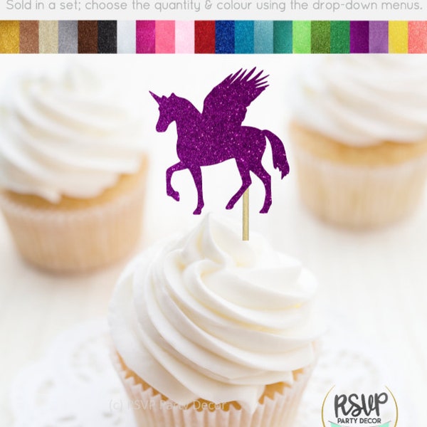 Pegasus Cupcake Toppers, Pegasus Food Picks, Pegasus Birthday Party Decor, Unicorn Birthday Party Decor, Magical Party Decorations