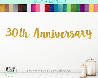 30th Anniversary Banner, 30th Anniversary Party Decoration, Thirtieth Wedding Anniversary Party, 30 Years of Love, Happy 30 Anniversary Sign