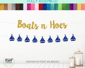 Banner Boats n Hoes, Girlanda żaglówek, Dekoracje na wieczór panieński na plaży, Dekoracje na przyjęcie Beachelorette, Dekoracje na wieczór panieński w stylu marynistycznym
