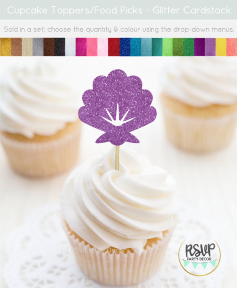 Shell Cupcake Toppers, Seashell Food Picks, Beach Cupcake Toppers ...