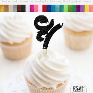 Ninja Cupcake Toppers, Ninja Party Dekoration, Kampfsport Party, Karate Party Deko, Ninja Themen Geburtstag Dekoration, Ninja Party Deko