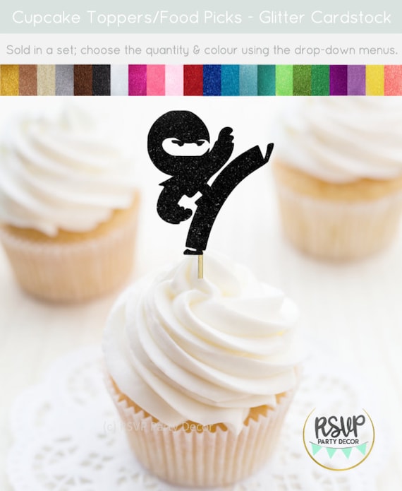 Ninja Cupcake Toppers, Ninja Party Decorations, Martial Arts Party