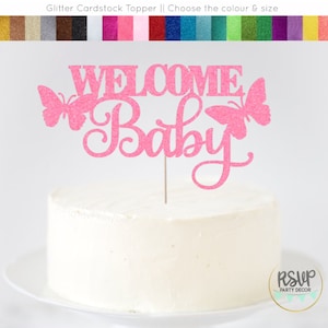 Butterfly Welcome Baby Cake Topper, Butterfly Baby Shower Cake Topper, Garden Baby Shower Cake Topper, Fairy Themed Baby Shower Decorations