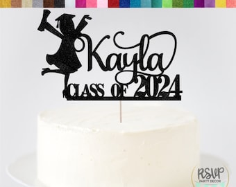 Girl Custom Class of 2024 Cake Topper, Congrats Grad Name 2024, Happy Graduation Cake Topper, Graduation Party Decor, Personalized Grad Sign