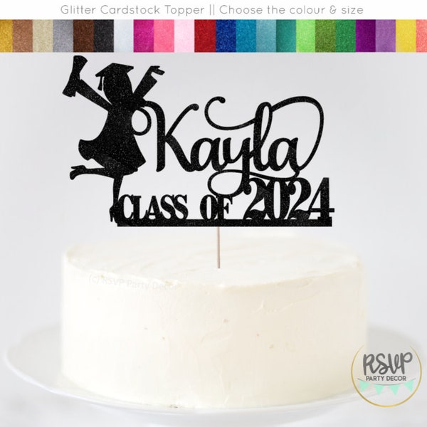 Girl Custom Class of 2024 Cake Topper, Congrats Grad Name 2024, Happy Graduation Cake Topper, Graduation Party Decor, Personalized Grad Sign
