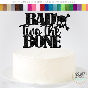 Bad Two The Bone Cake Topper, Rock Themed 2nd Birthday Cake Topper, Bone 2nd Birthday Party Decorations, Skull 2nd Birthday Decor