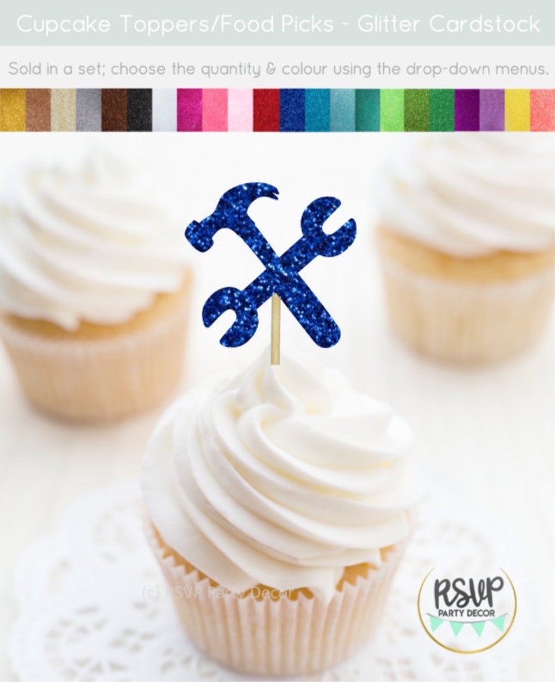 Hammer and Wrench Cupcake Toppers, Mechanic Cupcake Topper, Mechanic Graduation Decoration, Mechanic Retirement, Fathers Day Cupcake Toppers image 5