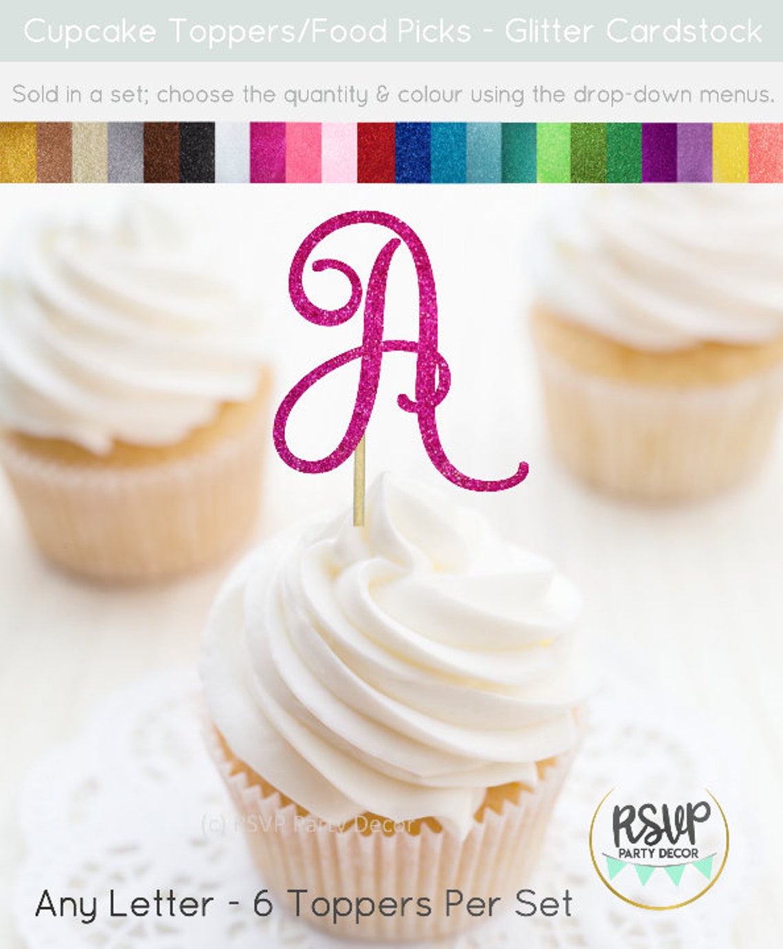 Letter Cupcake Toppers Custom Initial Cupcake Toppers Etsy Canada