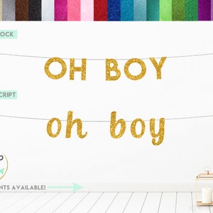 Oh Boy Banner, Glitter Oh Boy Sign, It&#39;s a Boy Banner, Boy Baby Shower Decorations, Oh Baby Banner, Gender Reveal Banner
