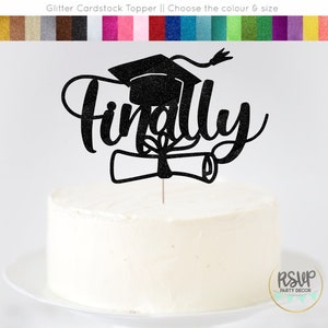 Decoración para tarta de graduación finalmente, decoración para tarta de graduación, letrero finalmente graduado, decoraciones para fiesta de graduación de 2024, suministros para fiesta de graduación