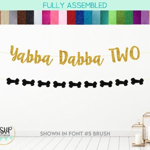 Yabba Dabba TWO Banner, Bone Garland, Prehistoric Themed 2nd Birthday Party Decor, Caveman 2nd Birthday Party Decorations, Two Banner