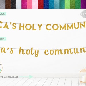 Custom Holy Communion Banner, Holy Communion Sign with Personalized Name, First Holy Communion Party Decor, God Bless Name Banner