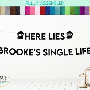 Personalized Halloween Bachelorette Banner, Here Lies Name&#39;s Single Life Banner, Custom Bachelorette Party Decor for Halloween Theme