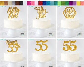Fifty Five Cake Topper, 55 Cake Topper, Fiftyfive Cake Topper, Fifty-Five Cake Topper, 55 Birthday Decor, 55th Anniversary Topper