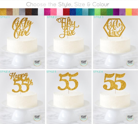 Fifty Five Cake Topper, 55 Cake Topper, Fiftyfive Cake Topper, Fifty-Five Cake Topper, 55 Birthday Decor, 55th Anniversary Topper Il_570xn