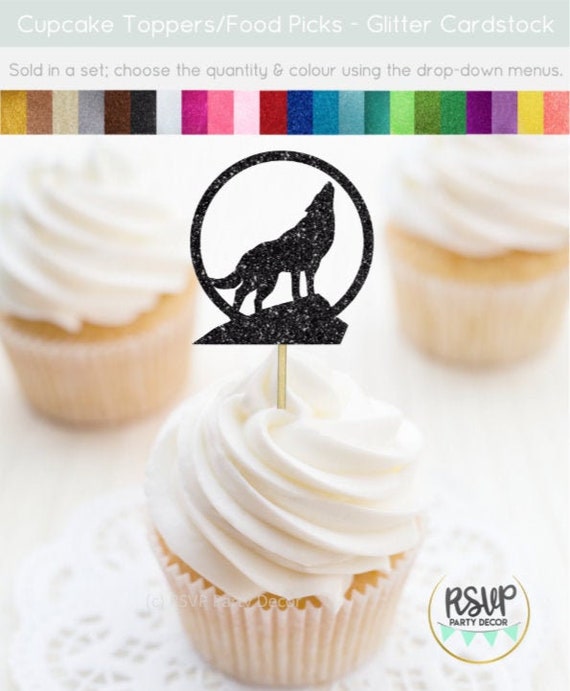 Wolf Cupcake Toppers, Werewolf Food Picks, Wolf Party Decorations, Halloween Cupcake Toppers, Wolf Howling to Moon Il_570xn