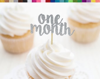 Ein Monat Cupcake Toppers, 1 Monat Geburtstag Party Dekor, 1. Monat Geburtstag Party Dekoration, Ein Monat Essen Picks, 1. Monat Feier