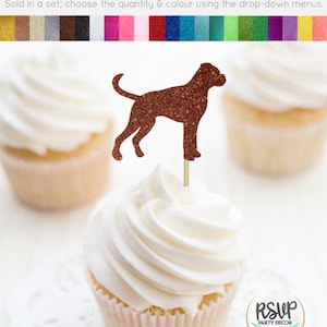 Boxer Dog Cupcake Toppers, Boxer Party Decor, Dog Food Picks, Dog Birthday Decoration, Let&#39;s Pawty, Veterinarian Grad Party Decor