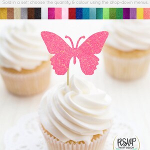 Butterfly Cupcake Toppers, Glitter Butterfly Food Picks, Fairy Cupcake Toppers, Garden Themed Party Decor, Garden Birthday, Garden Shower image 8