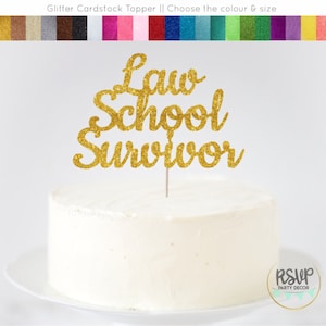 Law School Survivor Cake Topper, Law Degree Graduation Cake Topper, Lawyer Graduate Grad Party Decorations, 2024 LLM Graduation Supplies