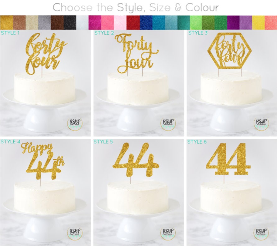 Forty Four Cake Topper, 44 Cake Topper, Fortyfour Cake
