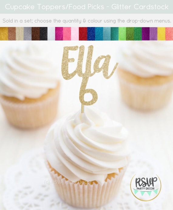 Custom 6th Birthday Cupcake Toppers, Personalized 6th Birthday Party