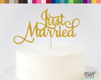 Just Married Cake Topper, Wedding Cake Topper, Romantic Wedding Decorations, Elegant Wedding Cake Topper, We Do Cake Topper