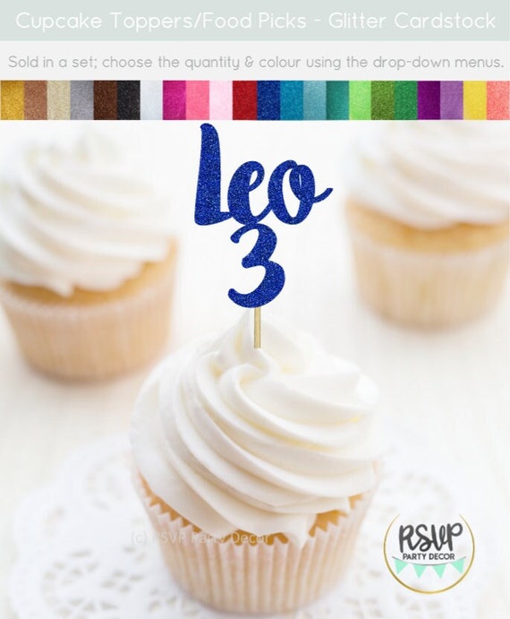 Custom 3rd Birthday Cupcake Toppers, Personalized 3rd Birthday Party