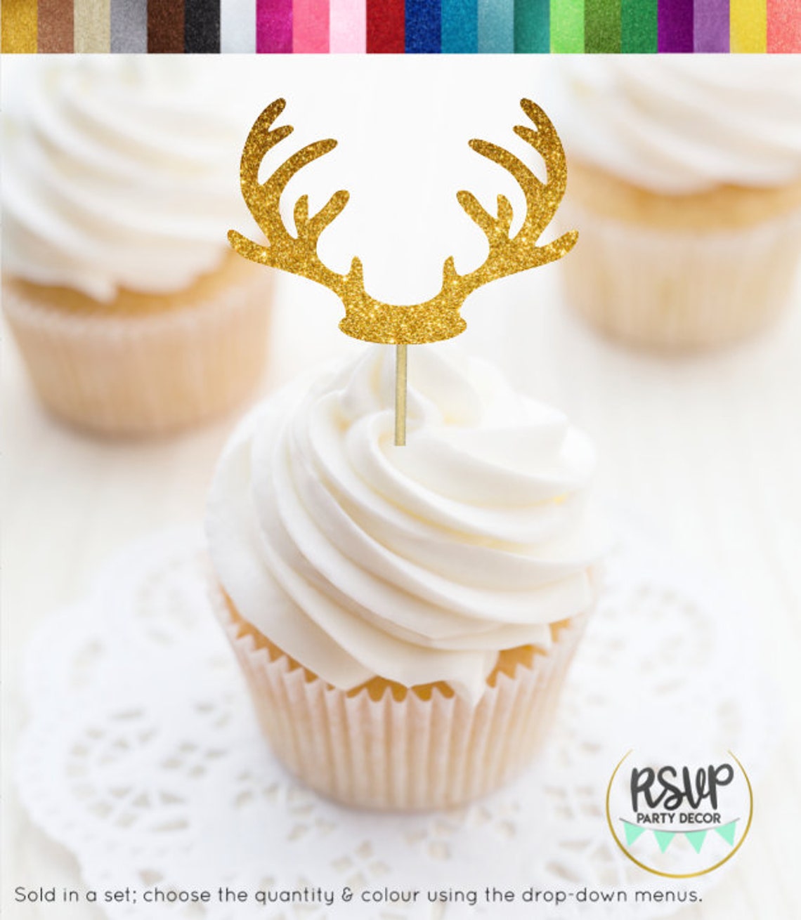 Antler Cupcake Toppers Deer Cupcake Toppers Reindeer Food - Etsy Canada